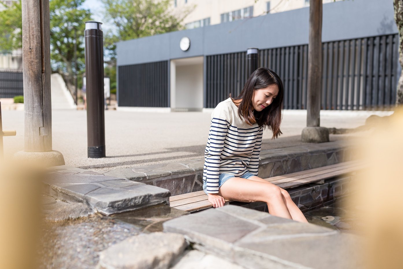 Woman Enjoy Hot Springs at Outdoor